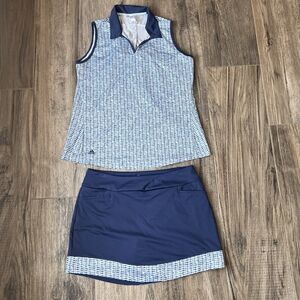 ADIDAS Women's Ultimate 365 Sleeveless XL Polo Shirt Golf Tennis Skort L Set #24